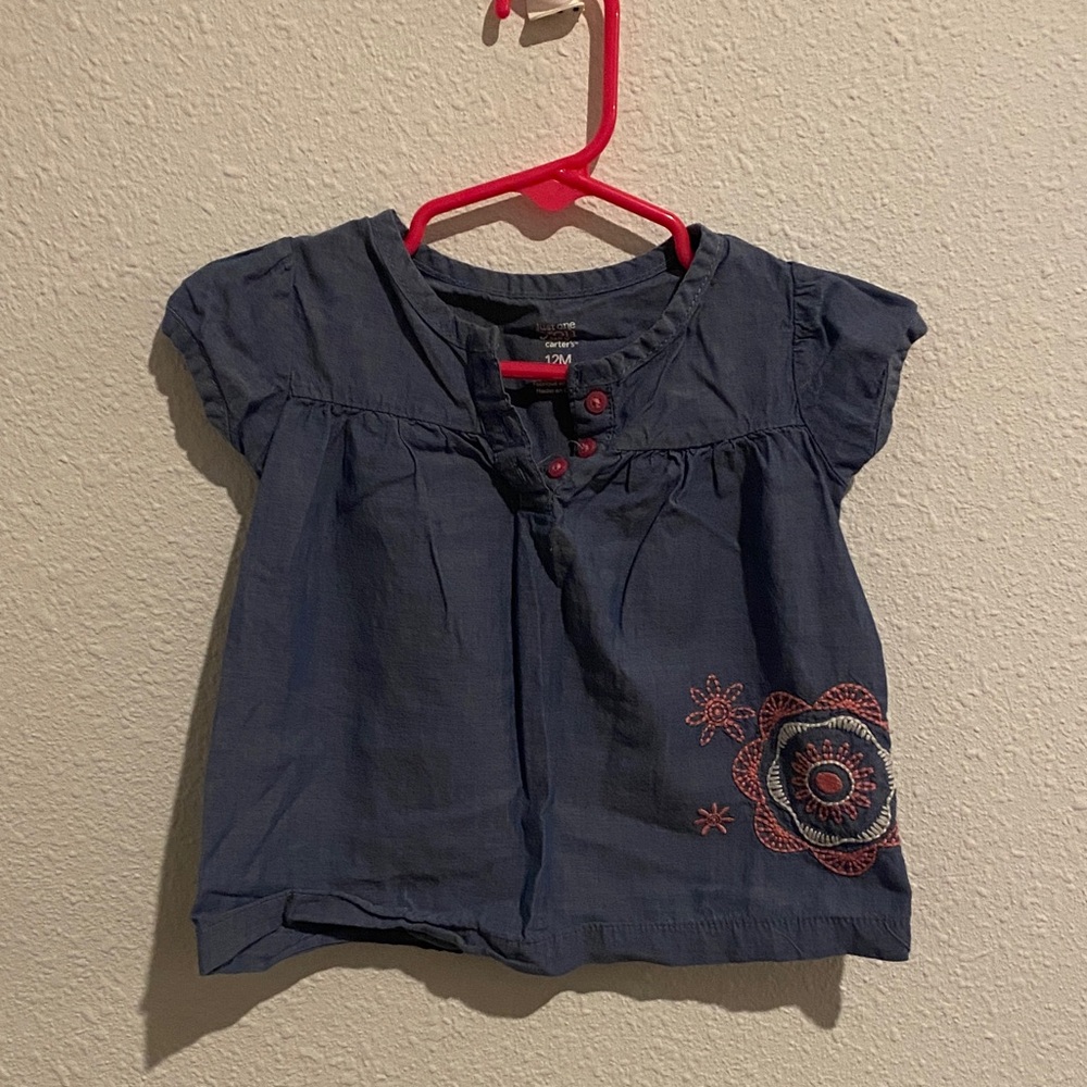 Girls Navy Embroidered Short-Sleeve Top by Carter's
